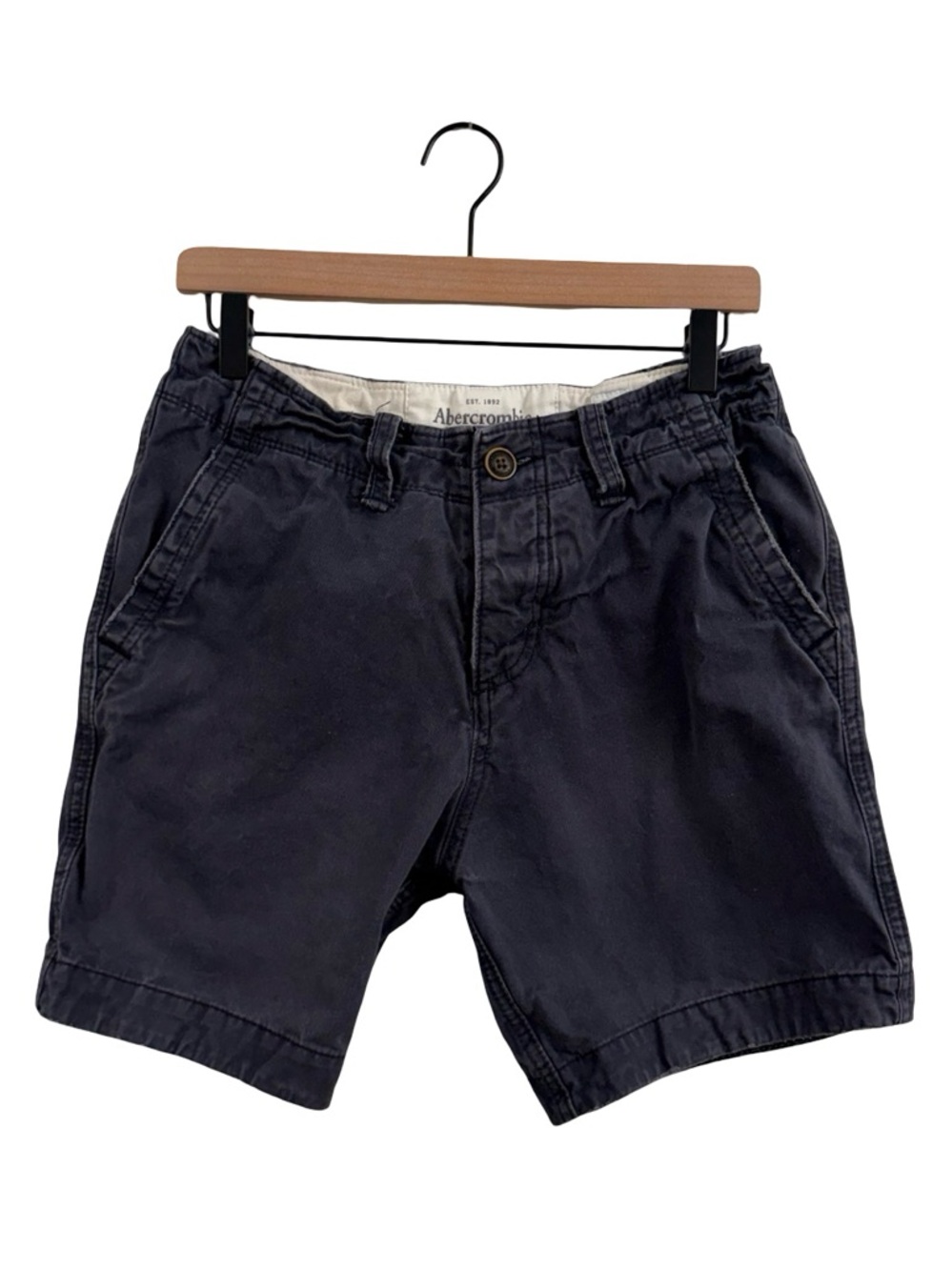 Abercrombie & Fitch Men’s Dark Navy Flat-Front Cotton Shorts